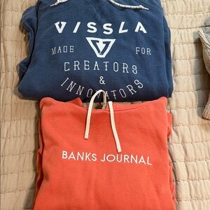 VISSLA & BANKS JOURNAL Navy Blue/Orange Crewneck Sweatshirts